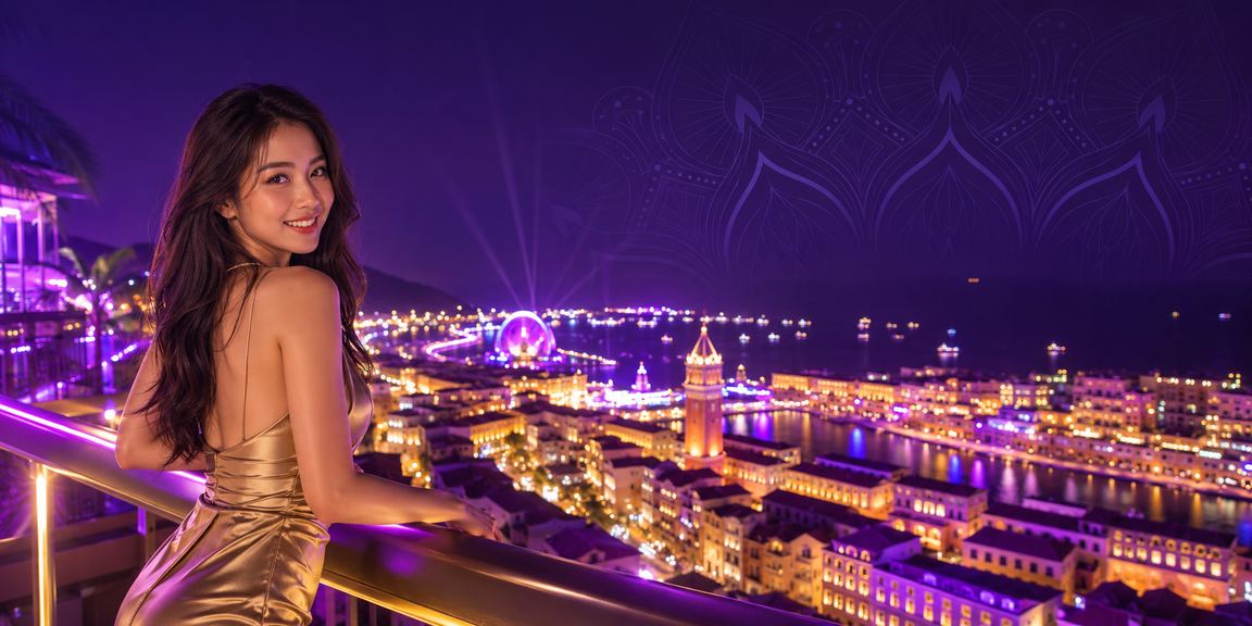 Màn hình neon nạp tiền và nhận thưởng tại Phú Quốc trong không khí về đêm
